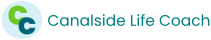 CanalsideLifeCoach Logo is two capital Cs interlinked in a white circle, as in a chain,in light and darker green